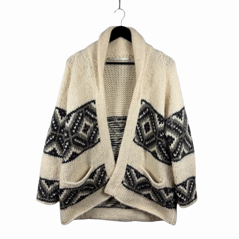 TWELFTH STREET BY‎ CYNTHIA VINCENT 100% Wool Southwestern Open Cardigan Pockets